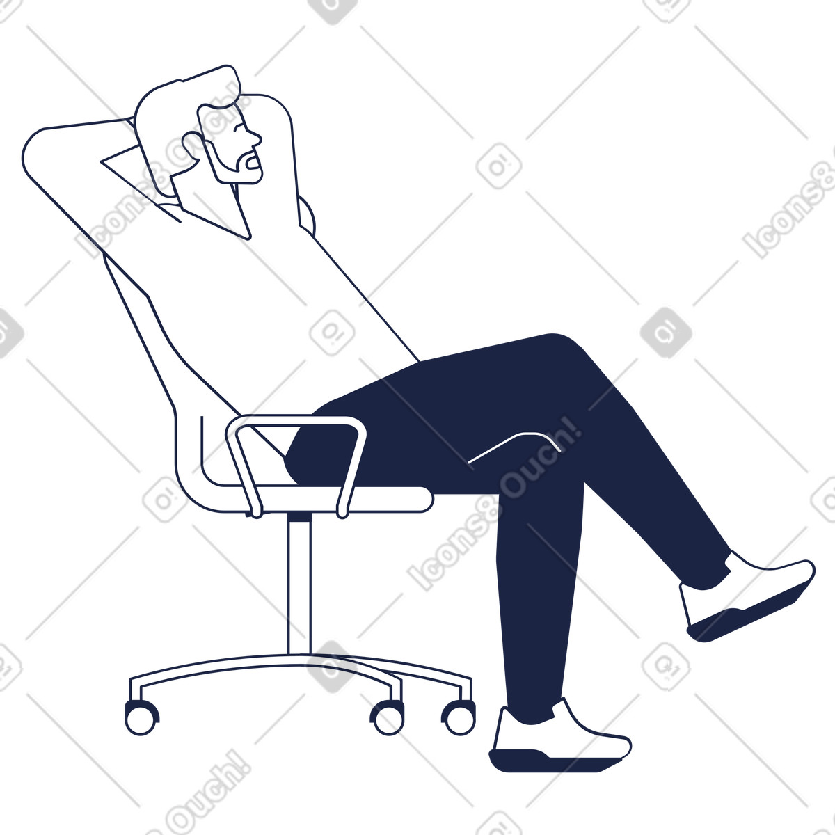 Ilustração animada de Homem recostado em uma cadeira escritório no estilo Urban Line para baixar GIF, Lottie (JSON), AE