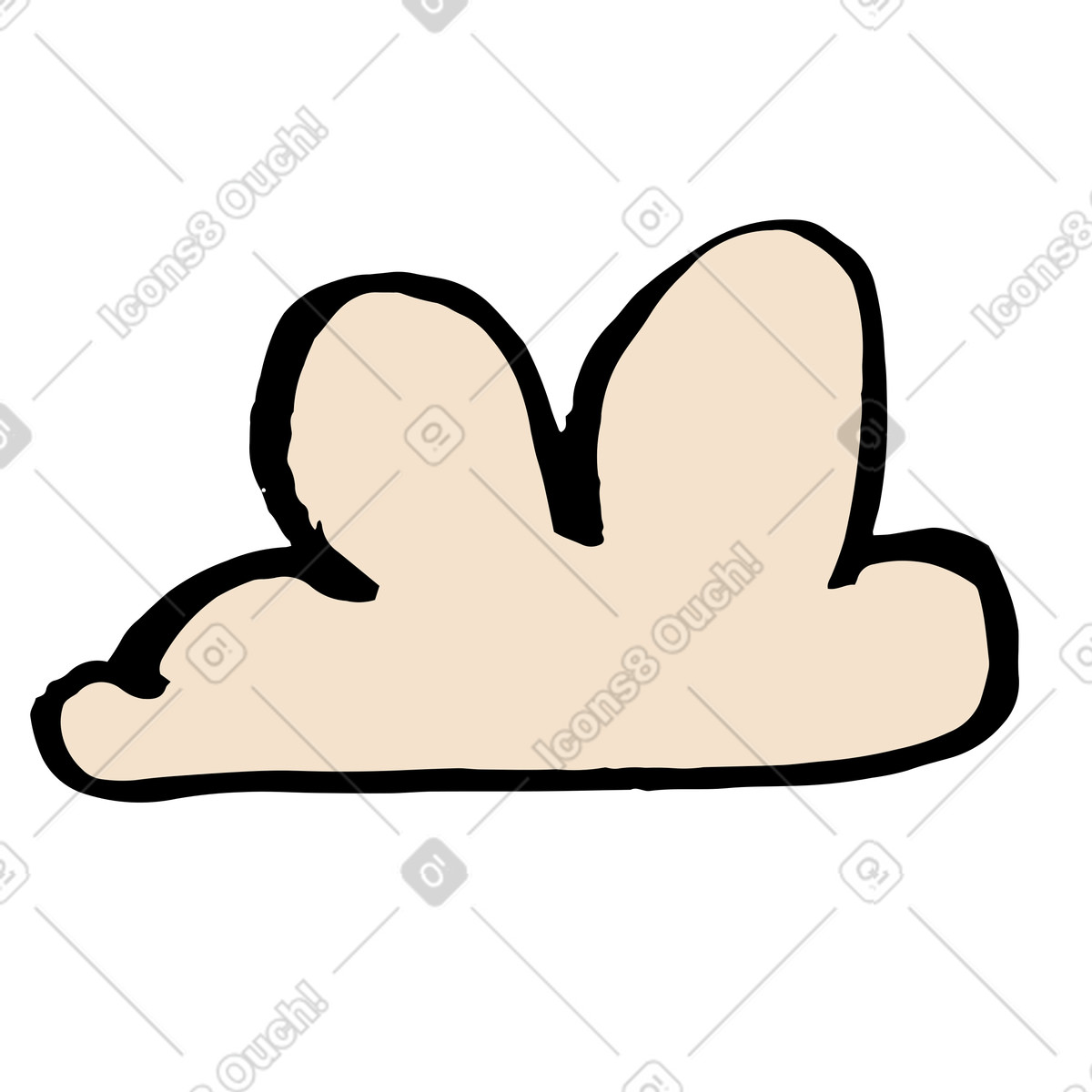 Beige cloud-Illustration im Scandi-Stil als Download in PNG, SVG