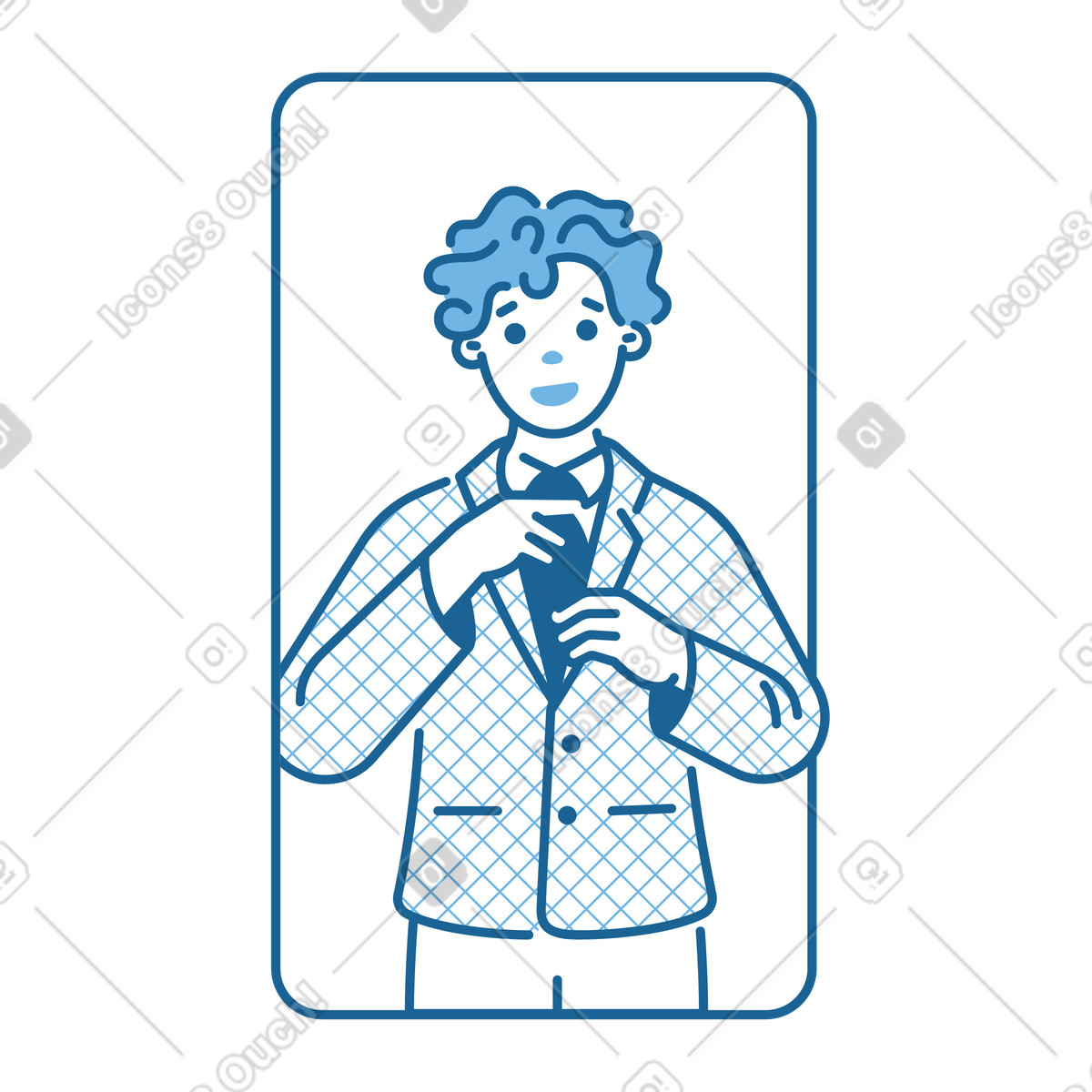 Illustration Homme en costume dans un cadre rectangulaire le style Natty à télécharger aux formats PNG, SVG