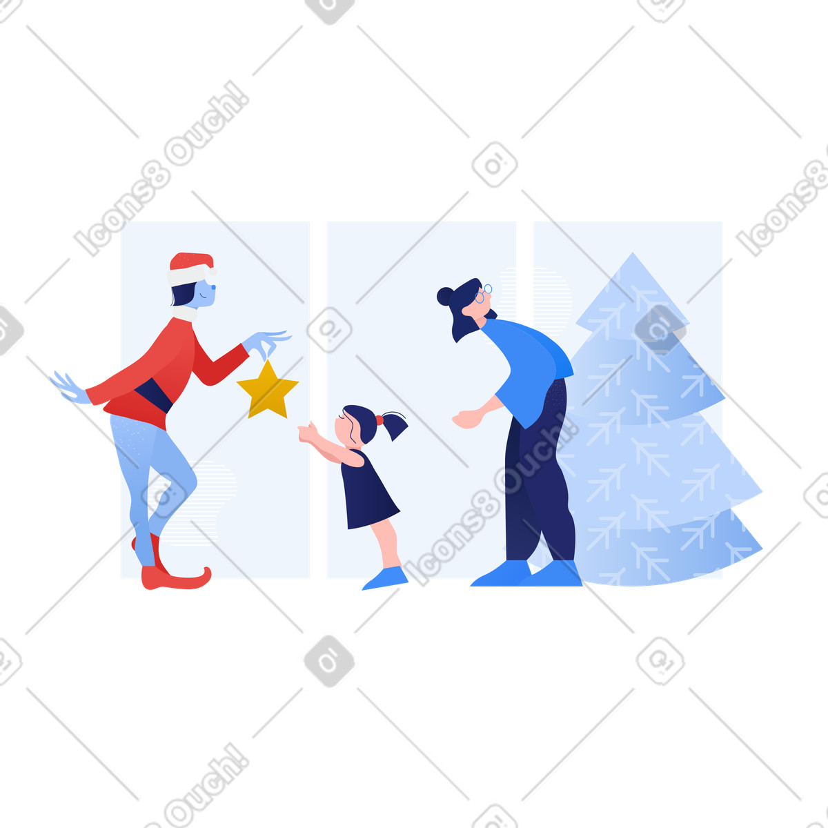 Ilustración Character stealing star topper off Christmas tree, Something went wrong concept en estilo Clip a descargar en PNG y SVG