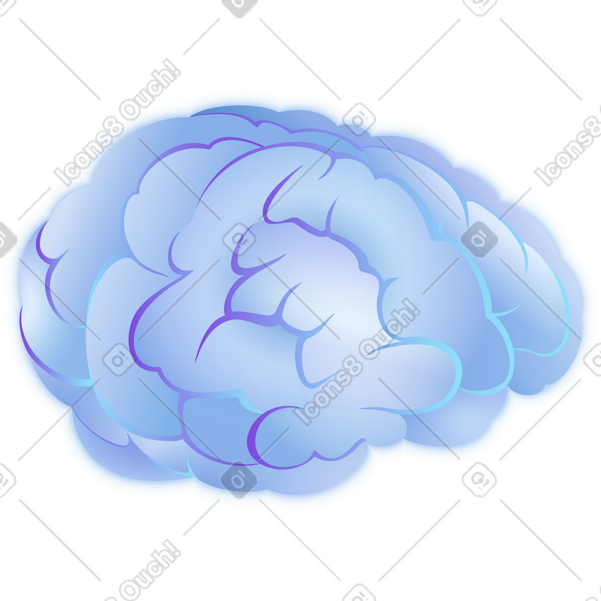 Isotech スタイルの Glowing brain のイラストをPNG、SVG形式でダウンロード