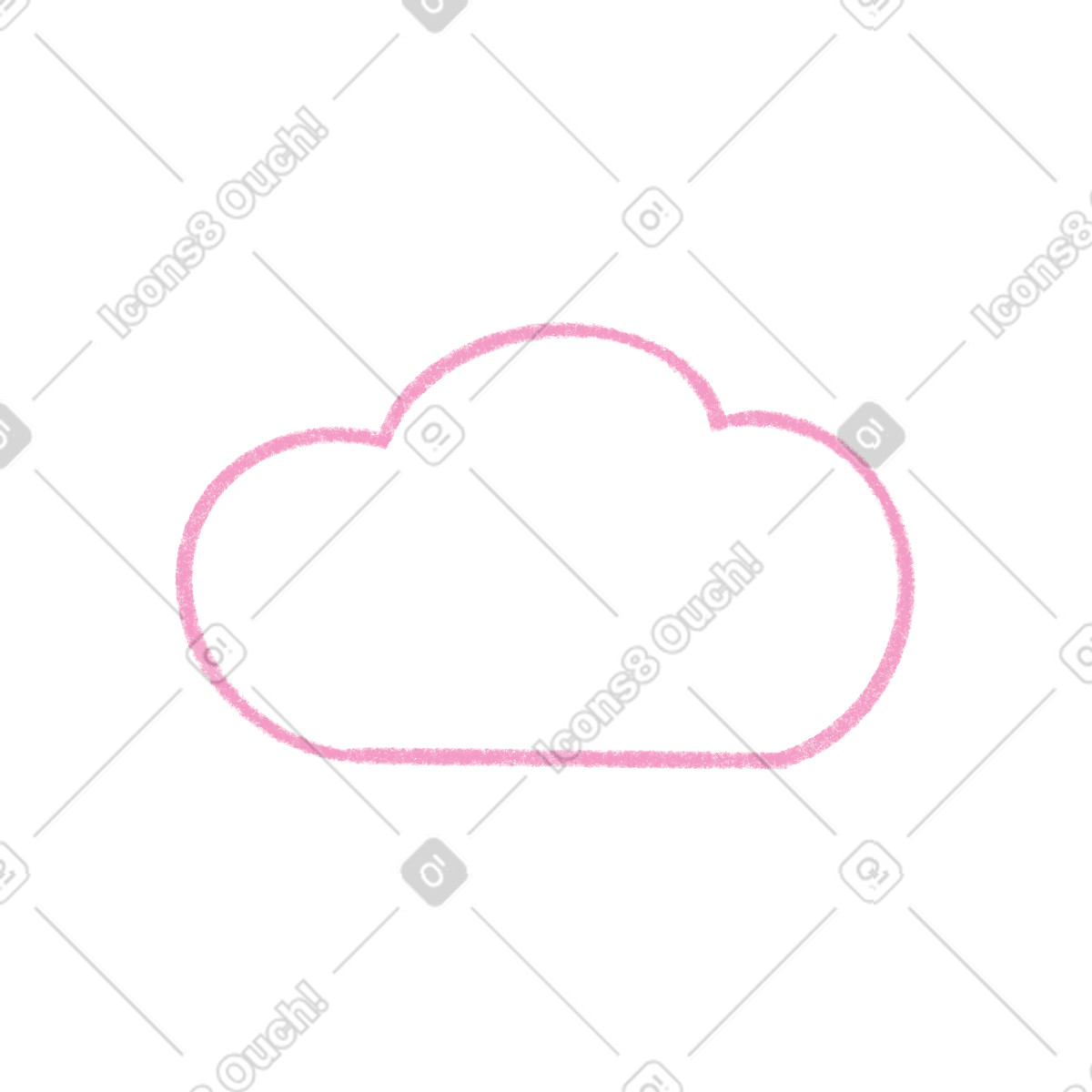 Line pink cloud illustration in Tutti style download in PNG, SVG