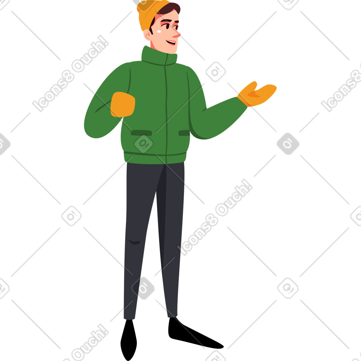 Ilustración Hombre con chaqueta verde en estilo Vivid a descargar en PNG y SVG