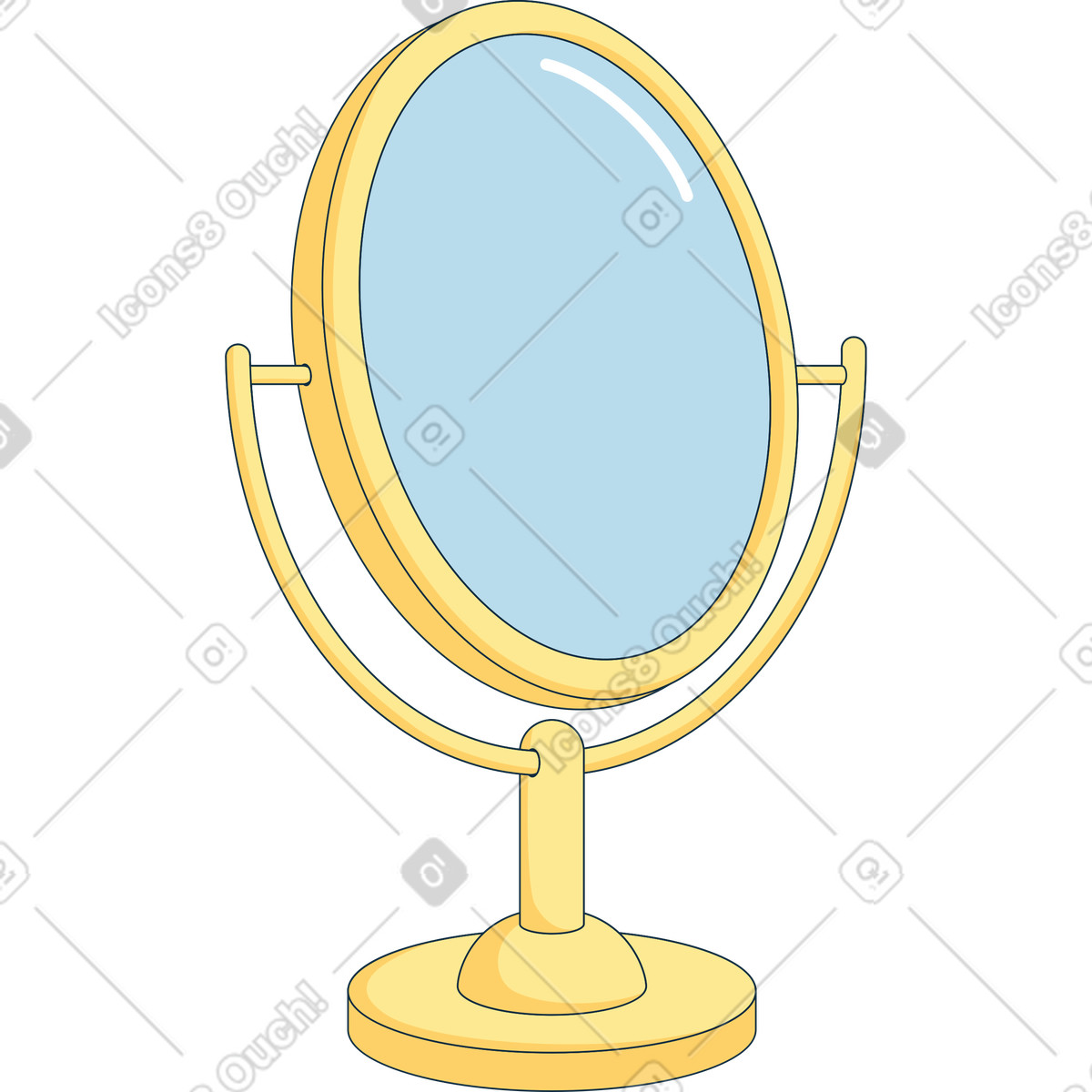 Specchio ovale con supporto illustrazione in stile Bubble gum scarica in PNG, SVG