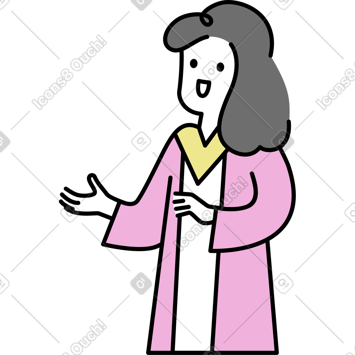 Frau spricht am podium-Illustration im Mochi-Stil als Download in PNG, SVG