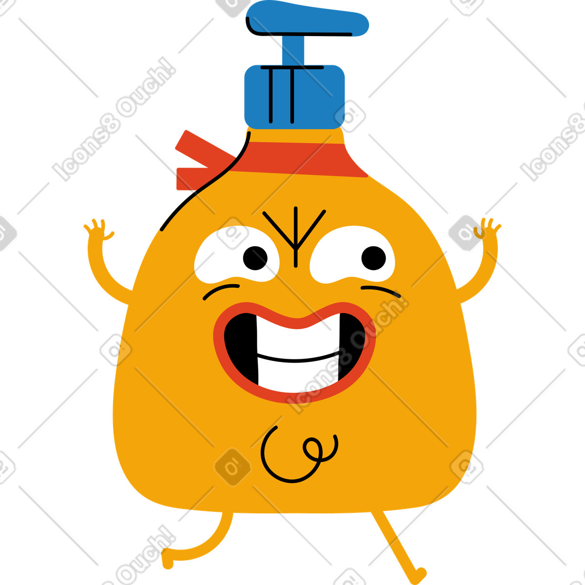 Jelly スタイルの ヘッドディスペンサー付きの黄色のキャラクター のイラストをPNG、SVG形式でダウンロード
