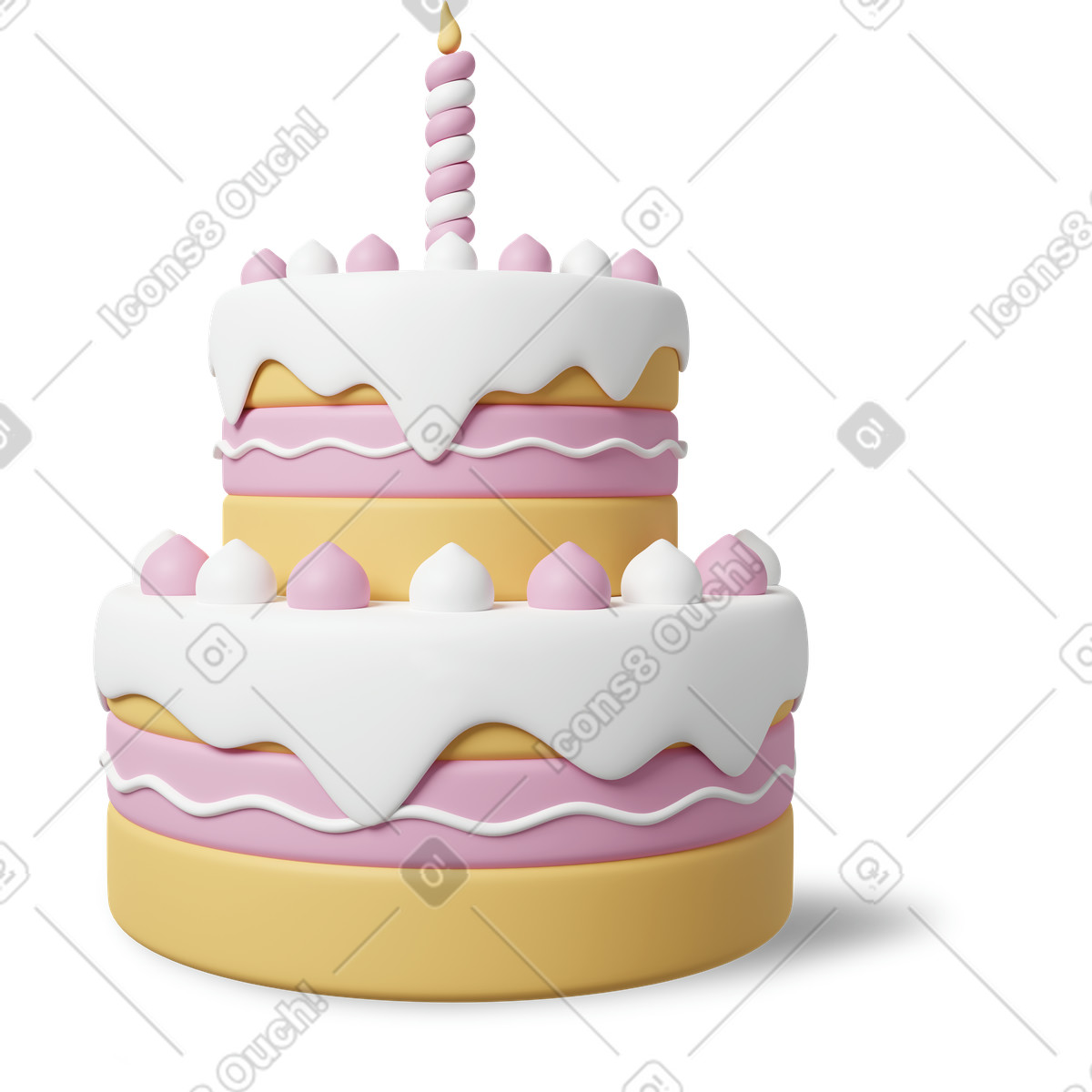 下载 3D Casual life 风格的 Birthday cake 插画，支持 PNG、SVG 格式