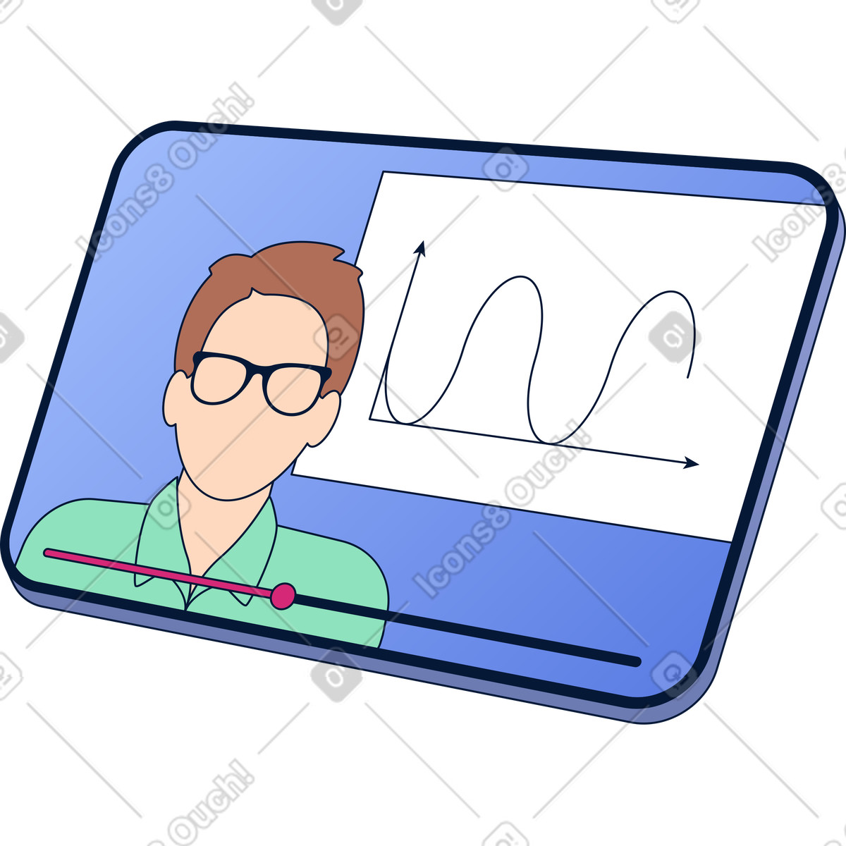 Tablet con lezione online illustrazione in stile Neat scarica in PNG, SVG