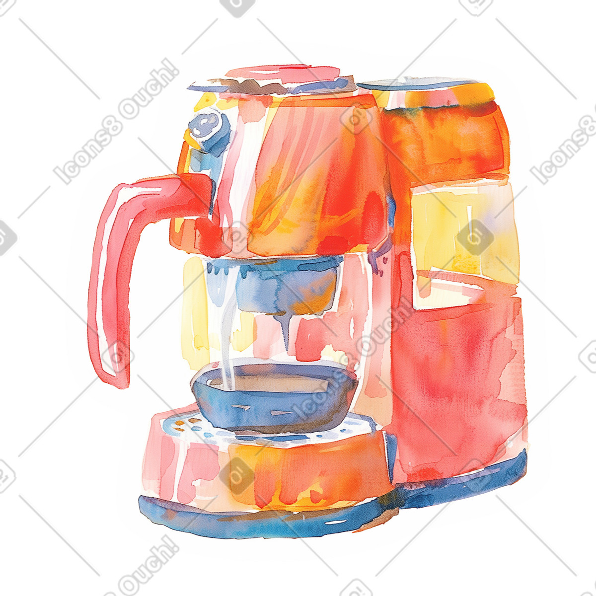 Illustration Machine à café filtre dans le style Watercolor télécharger aux formats PNG, SVG
