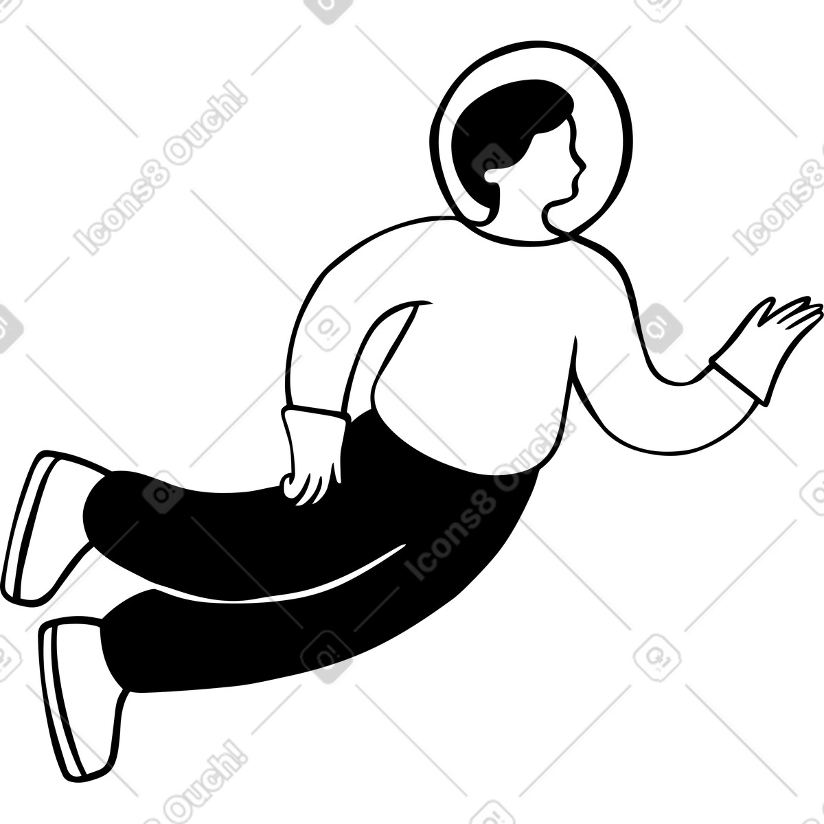Mann astronaut-Illustration im Journal-Stil als Download in PNG, SVG
