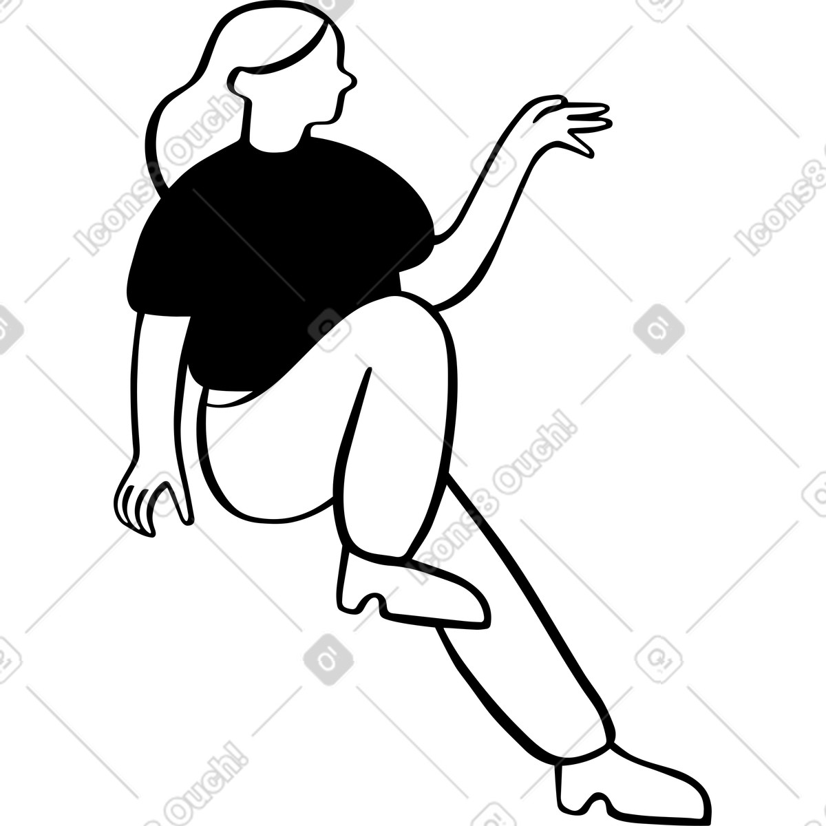 Frau-Illustration im Journal-Stil als Download in PNG, SVG