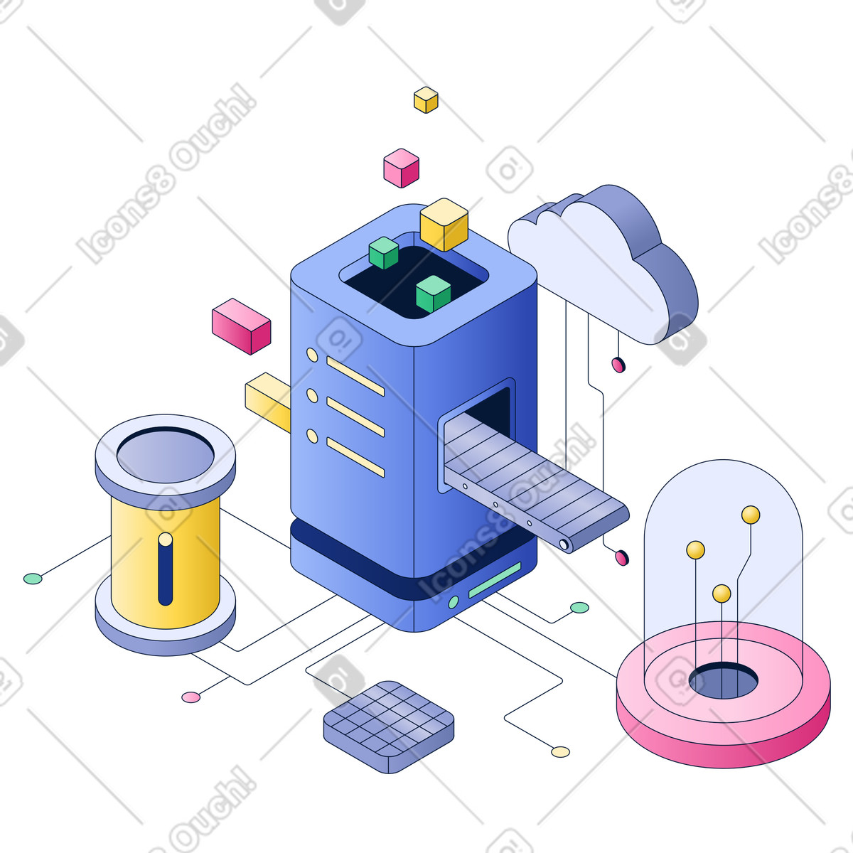 AI Data Transformation Process illustration in PNG, SVG