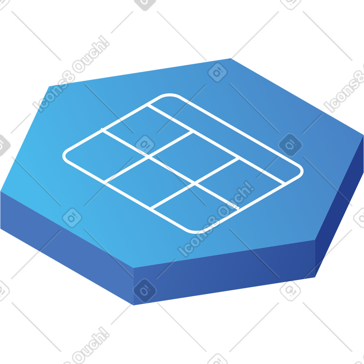 Illustration Icône de calendrier hexagonale dans le style Quantum à télécharger aux formats PNG, SVG