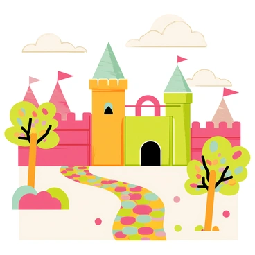 A kingdom where everything is made of gummy candies, from buildings to trees