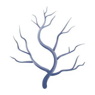 A central vine spirals upward, serving as the focal point of the illustration. Extending outward from the vine are several branches, each representing a distinct individual within the community. Each branch features unique characteristics, such as varied textures and slight variations in thickness, to symbolize individual personalities. The branches intertwine subtly, suggesting connections and interactions among the people. The overall arrangement presents a harmonious composition, with the central vine anchoring the diverse branches that spread in various directions.