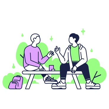 Two friends sitting on a bench, one listening attentively to the other.