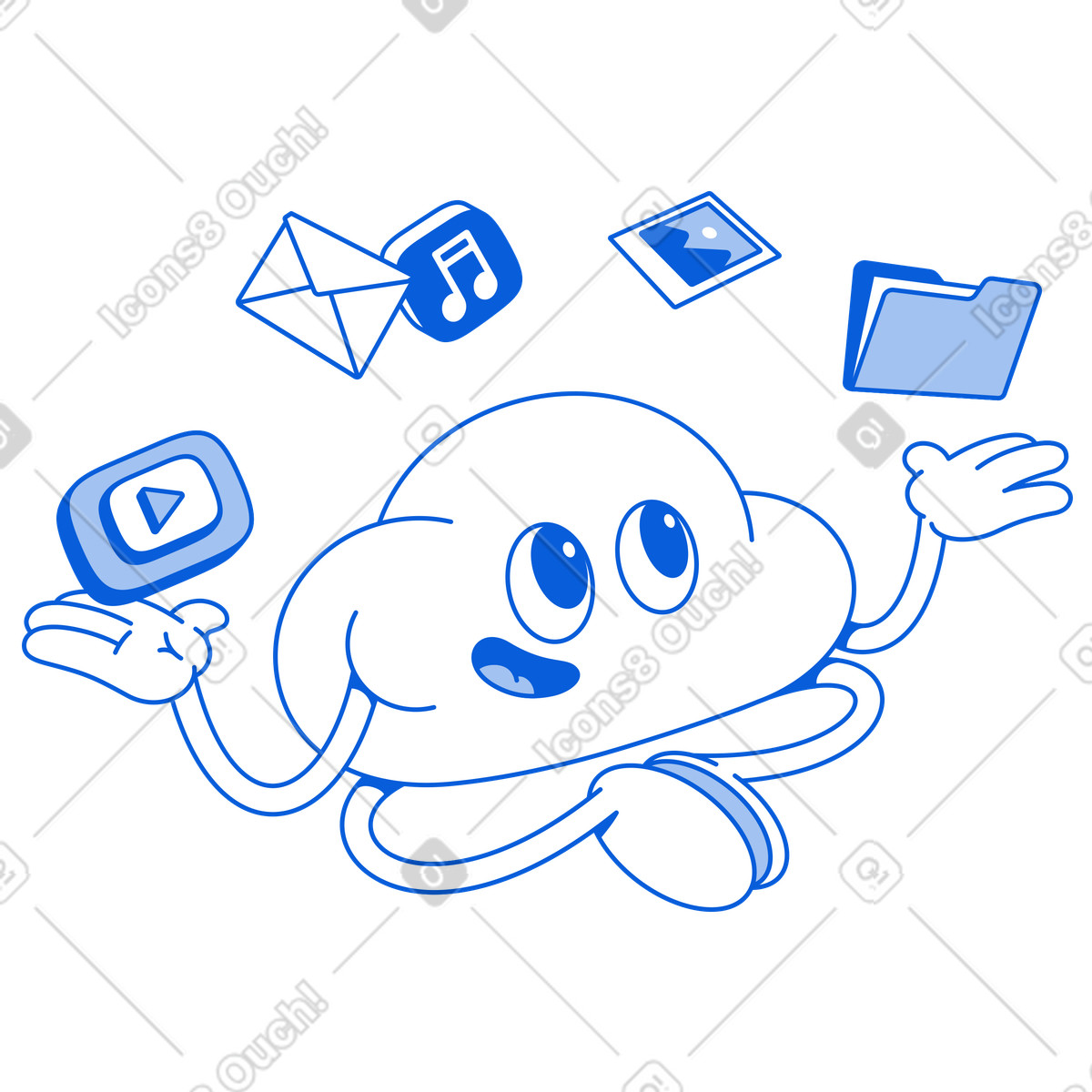 Handy Line スタイルの Juggling files and media, Digital asset management のイラストをPNG、SVG形式でダウンロード
