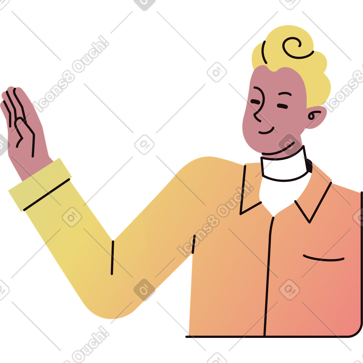 Ilustração de Homem dando high-five em no estilo Delight para baixar em PNG, SVG