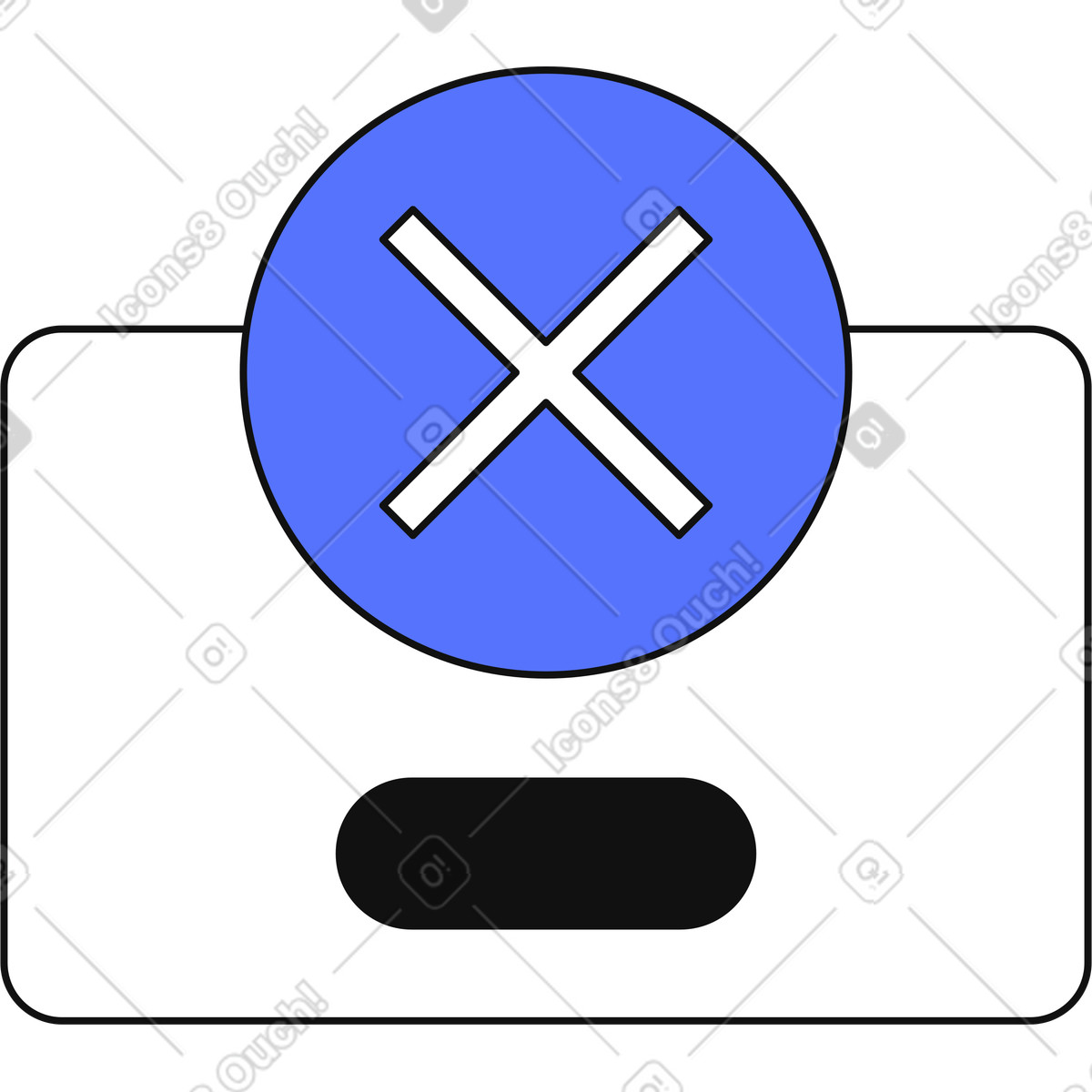 Cross mark alert dialog indicating failed action or rejection-Illustration im Main-Stil als Download in PNG, SVG