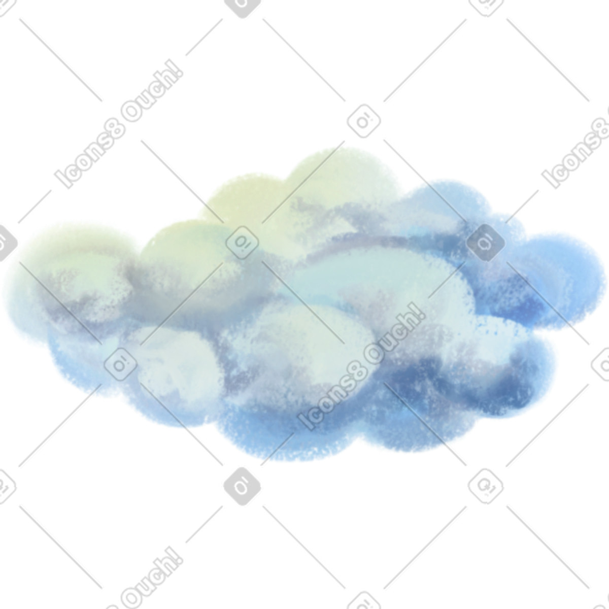 Cloud illustration in Mushy style download in PNG, SVG