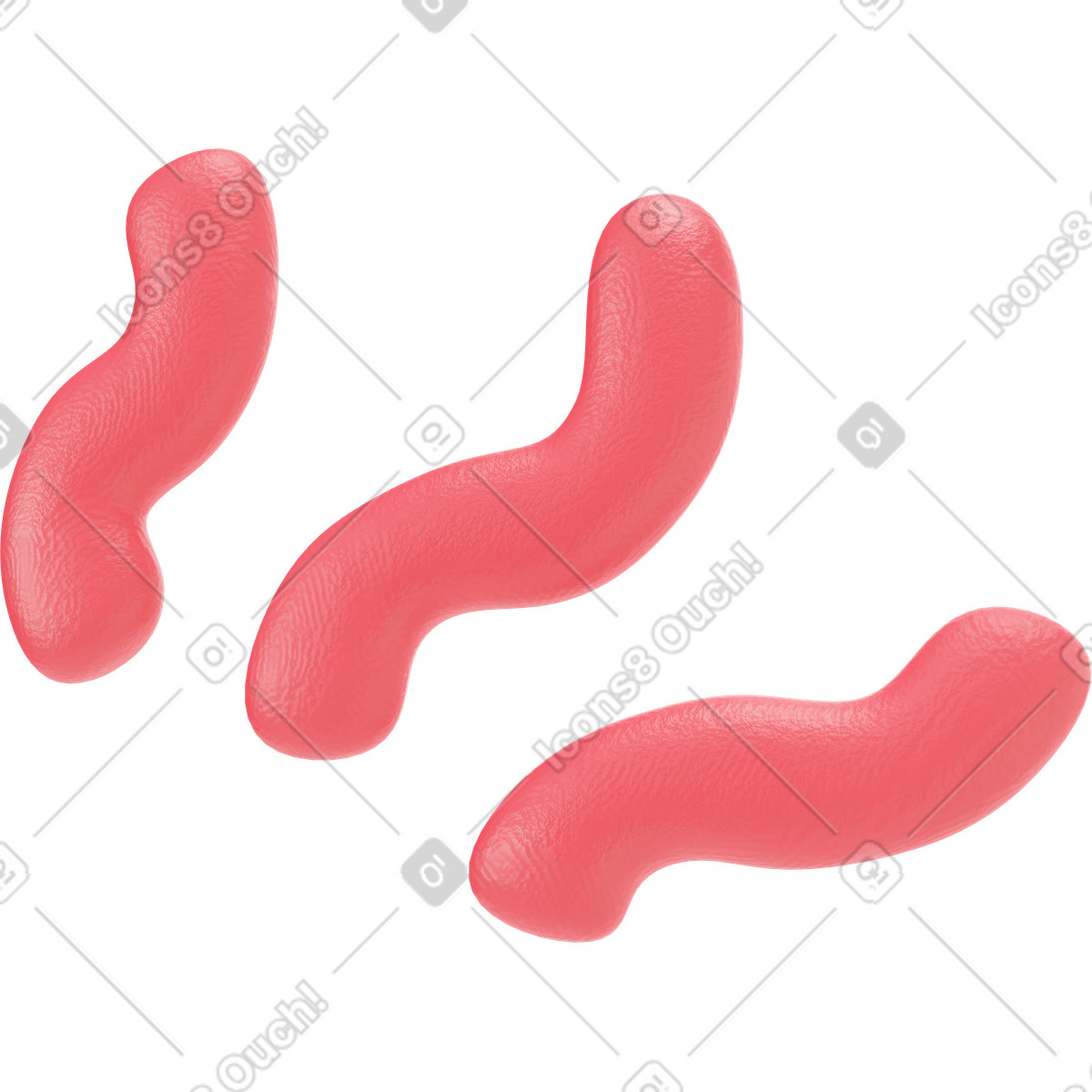Illustration Lignes rouges ondulées et épaisses dans le style 3D Stripy à télécharger aux formats PNG, SVG