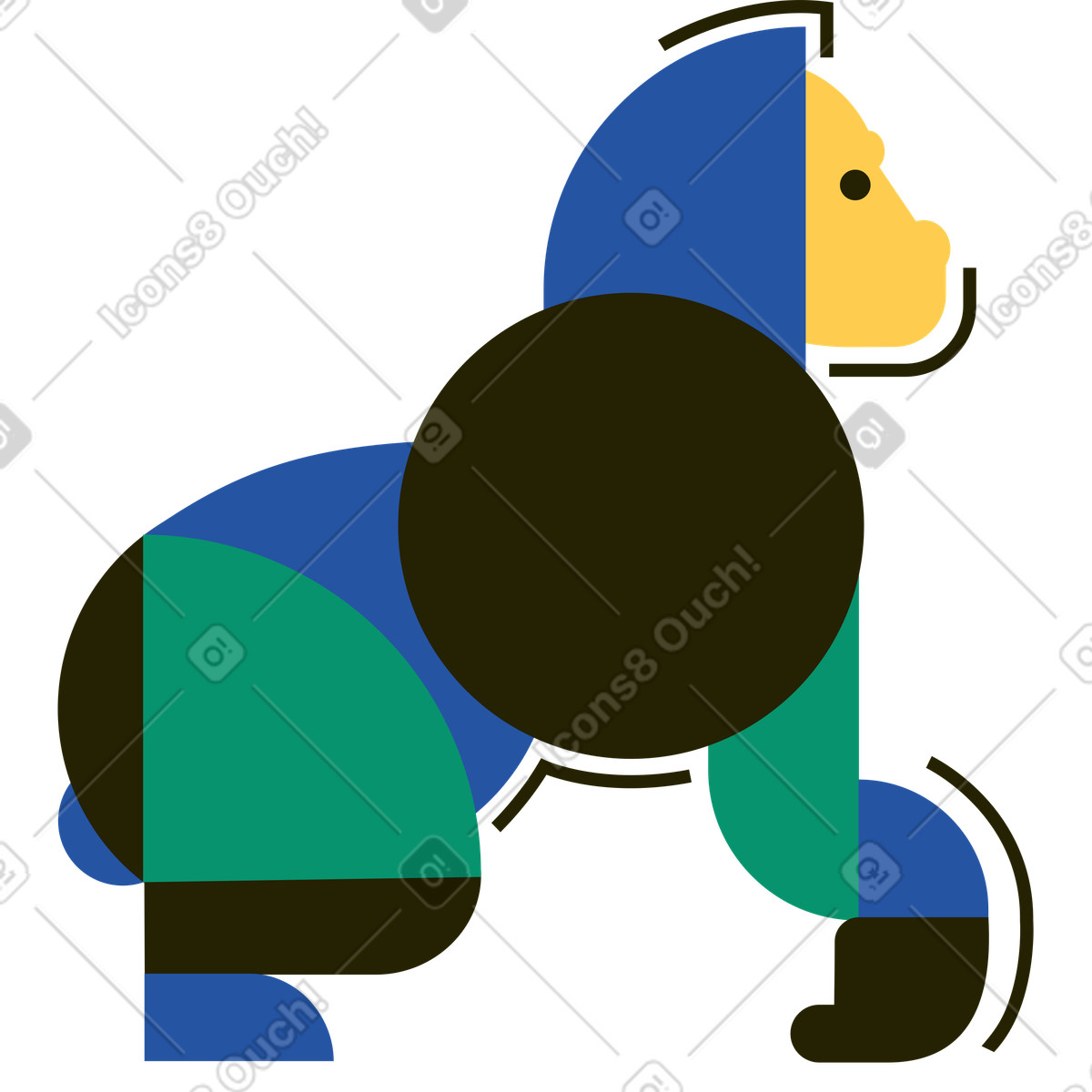 Gorilla illustration in Spot style download in PNG, SVG