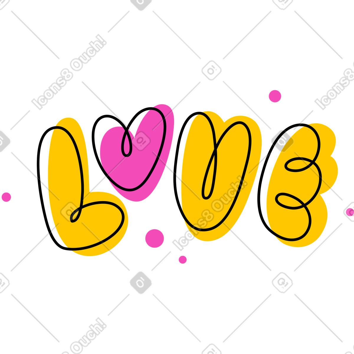 Lettering amore contorno testo illustrazione in stile scarica in PNG, SVG