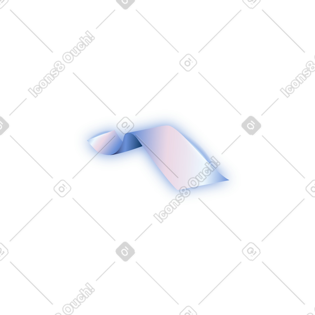 Ribbon curved metallic strip shape with soft gradient color edges-Illustration im Dimension-Stil als Download in PNG, SVG