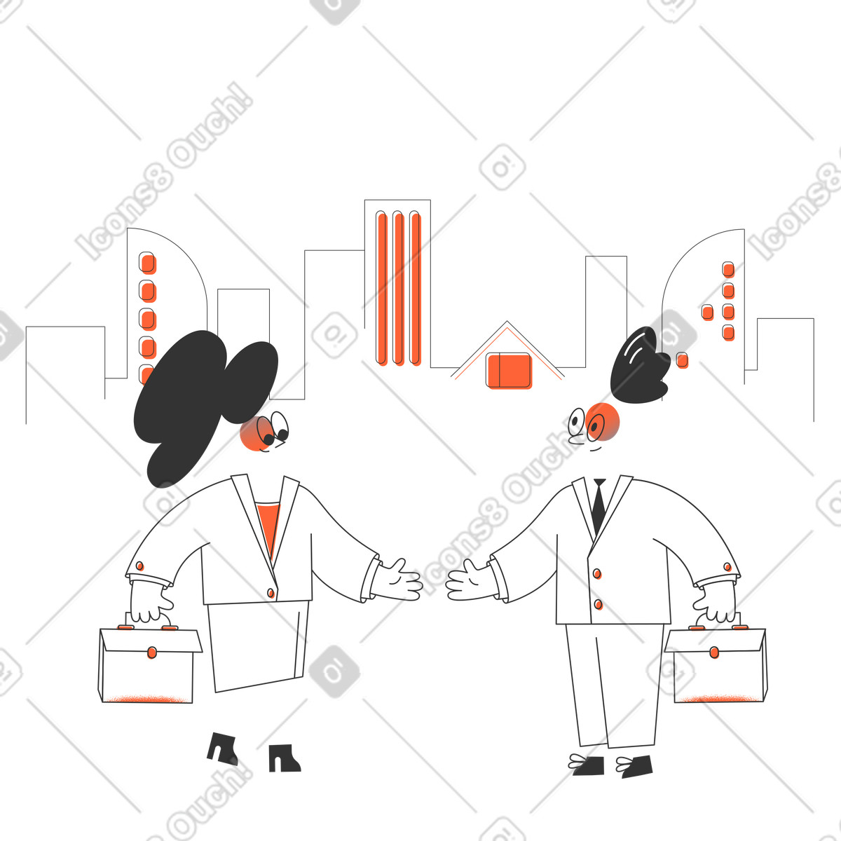 Geschäftsverhandlung-Illustration im Crayon-Stil als Download in PNG, SVG