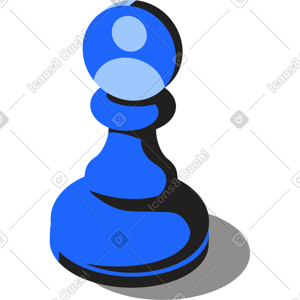 Chess piece with user icon illustration in Editorial style download in PNG, SVG