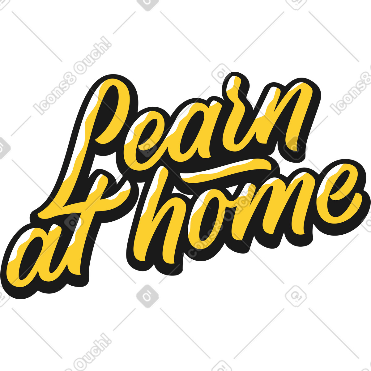 Lettering learn at home illustration in Taxi style download in PNG, SVG