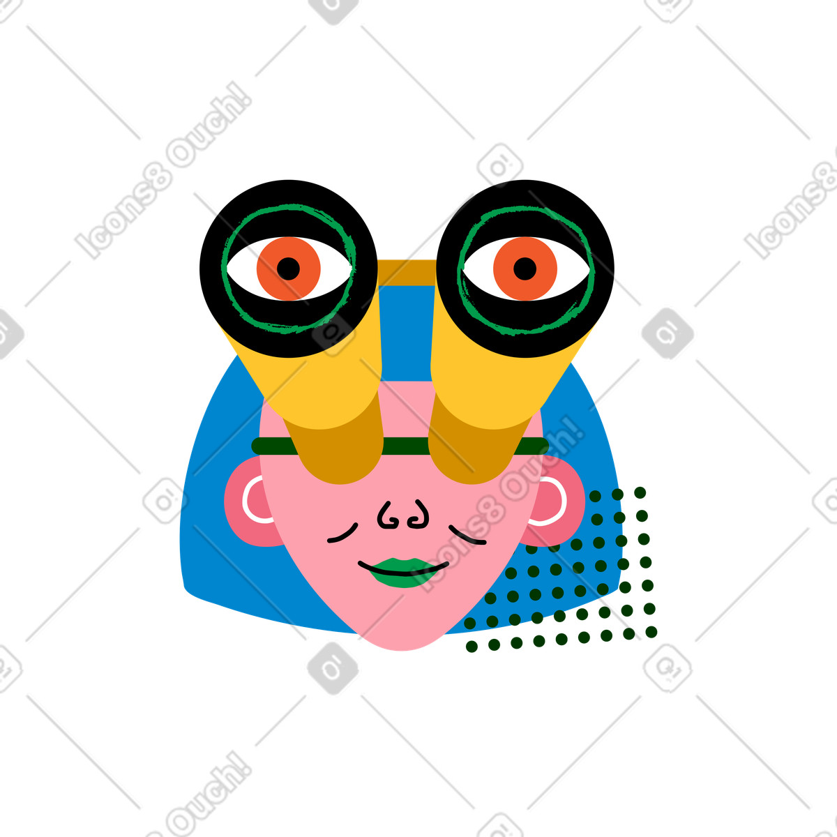 Woman searching with binoculars illustration in PNG, SVG