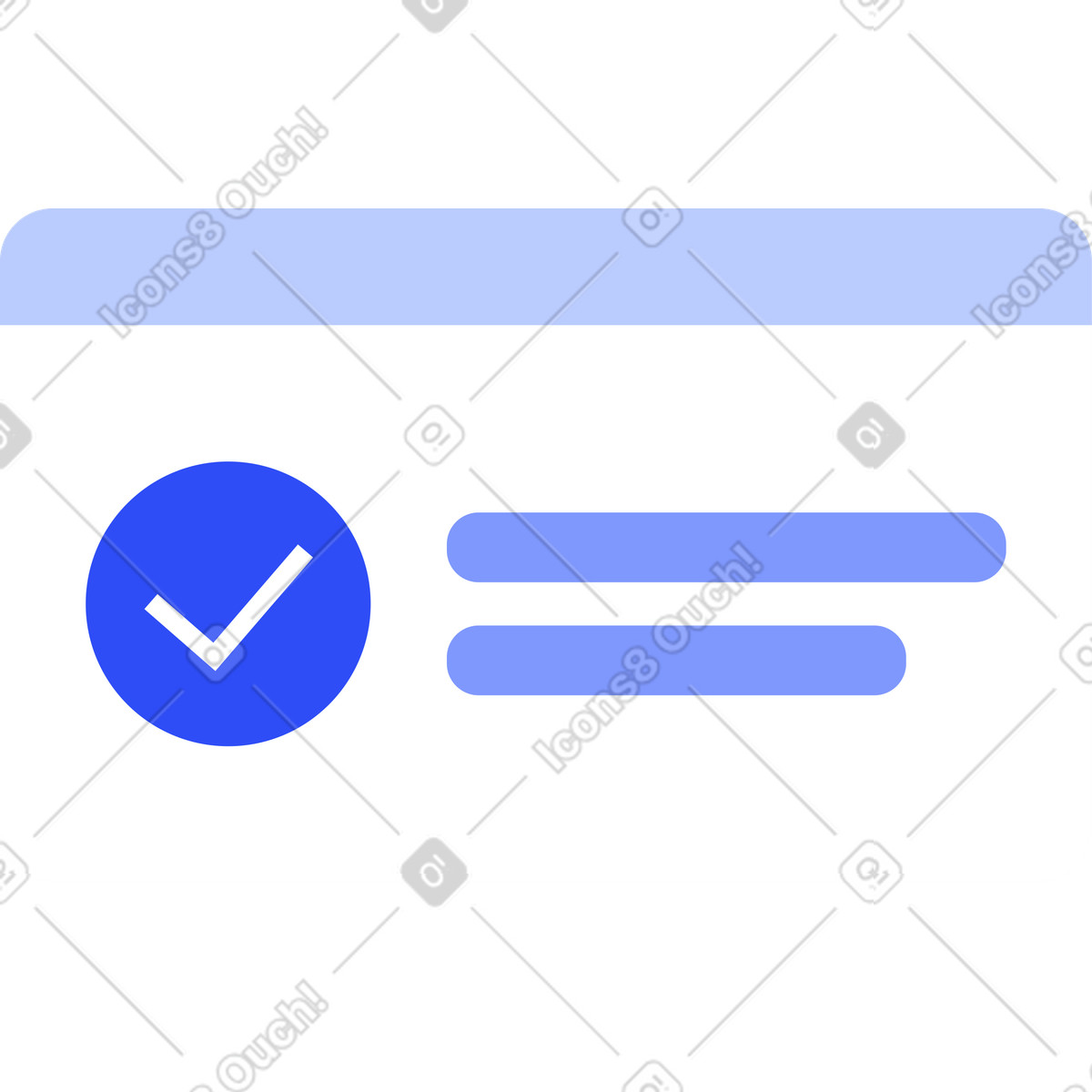 Frame with checkmark and text illustration in System style download in PNG, SVG