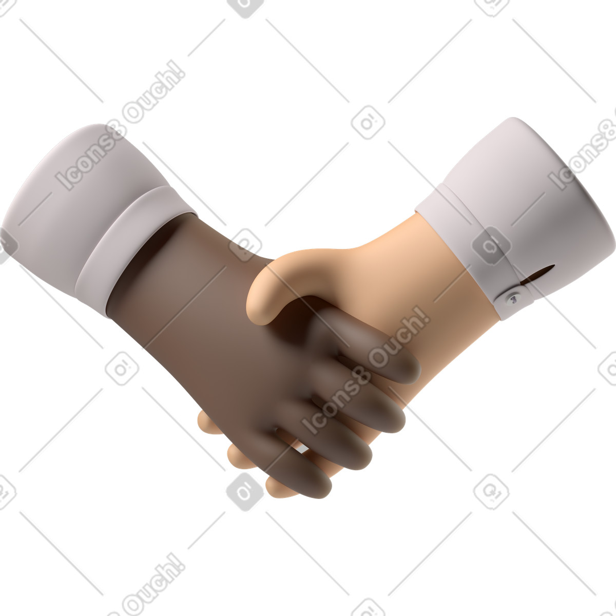 Stretta di mano pelle nera e mani bianca illustrazione in stile 3D Hands Fun&Wild scarica in PNG, SVG