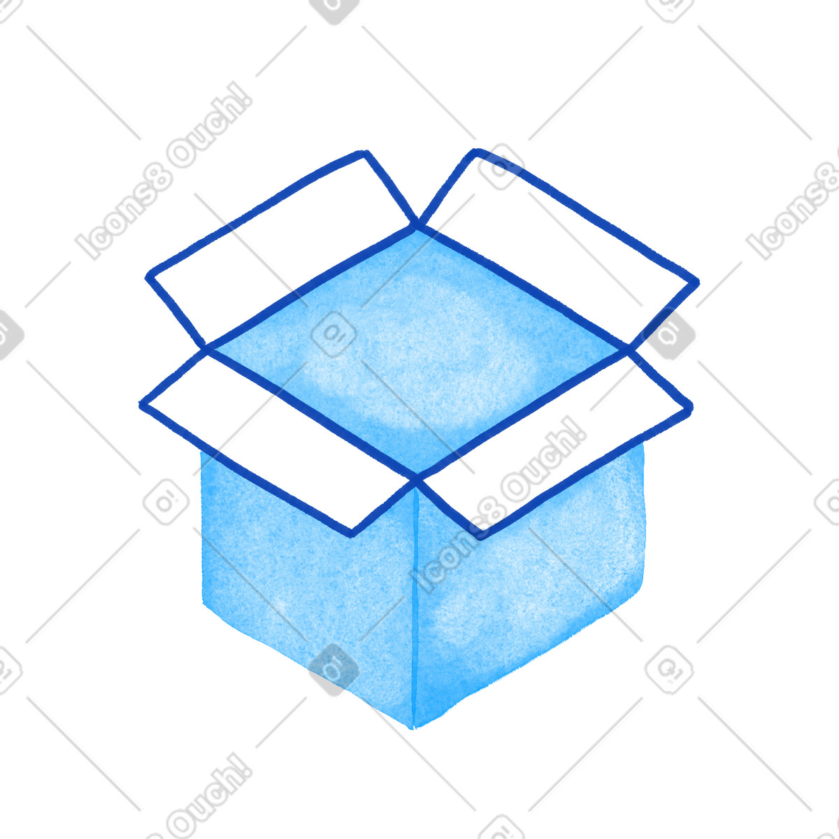 Box open empty packaging container with flaps spread wide-Illustration im Tint-Stil als Download in PNG, SVG