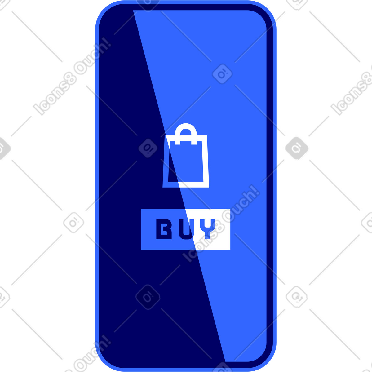 Smartphone mit aufschrift kaufen auf dem bildschirm-Illustration im Lounge-Stil als Download in PNG, SVG
