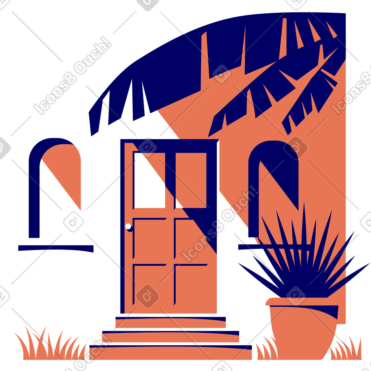 Ilustração de Porta da frente do edifício fundo em no estilo Lounge para baixar em PNG, SVG