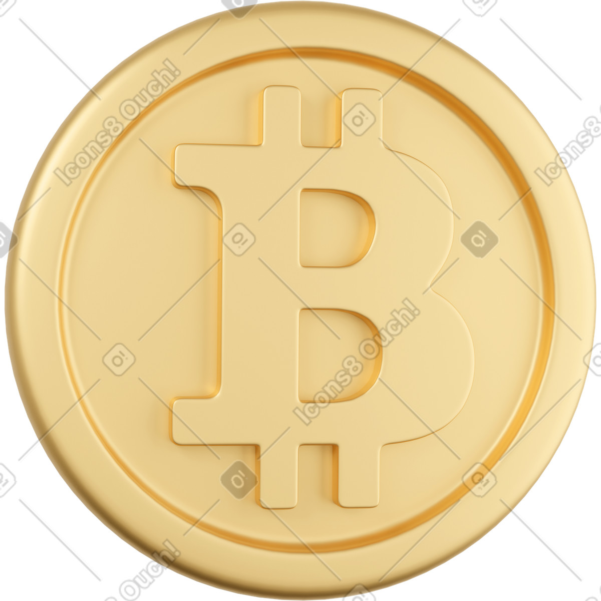 Ilustración Frente dorado de bitcoin en estilo 3D Business a descargar en PNG y SVG