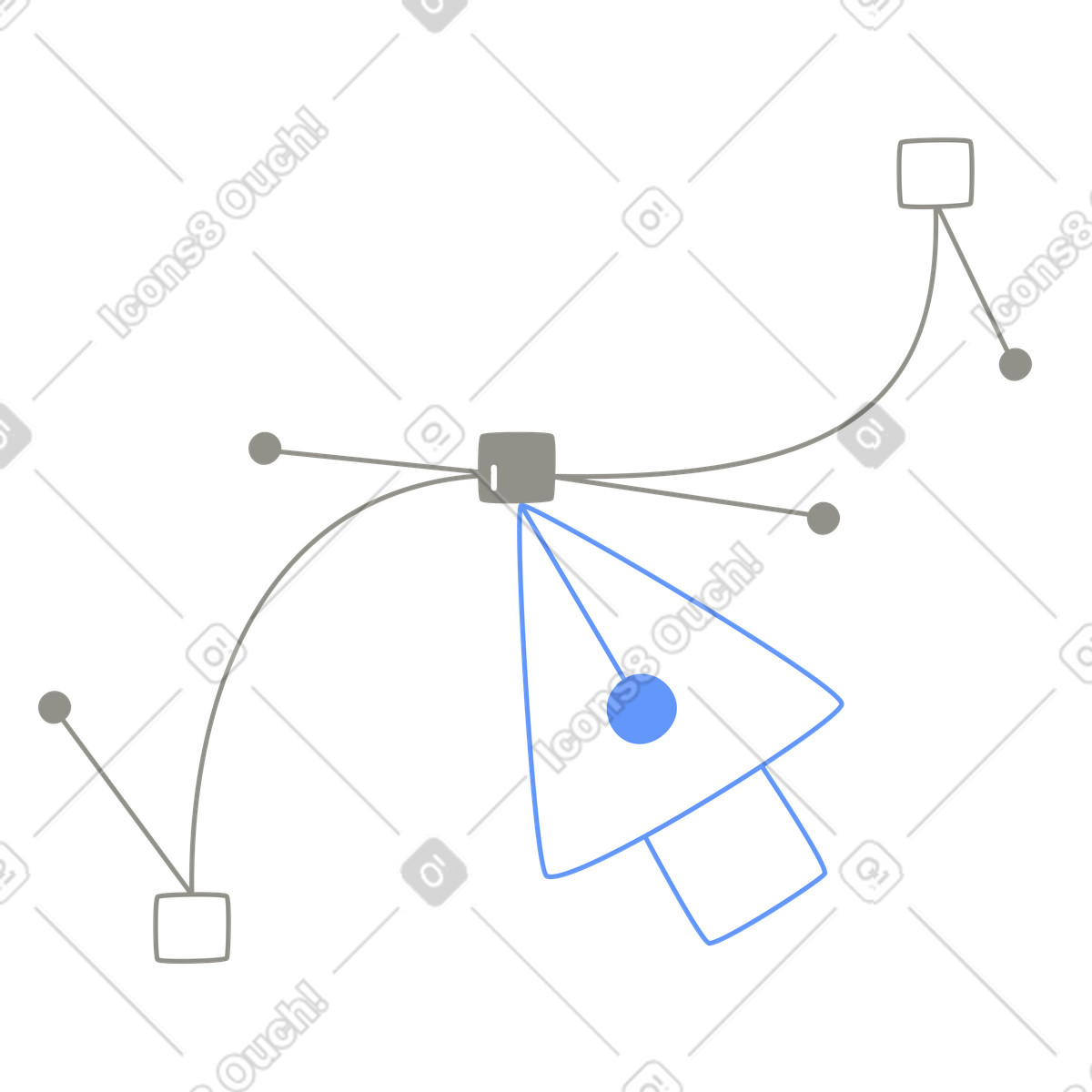 Edición de una curva de bézier con puntos de anclaje mediante el cursor. flujo de trabajo de diseño gráfico vectorial. illustration in PNG, SVG