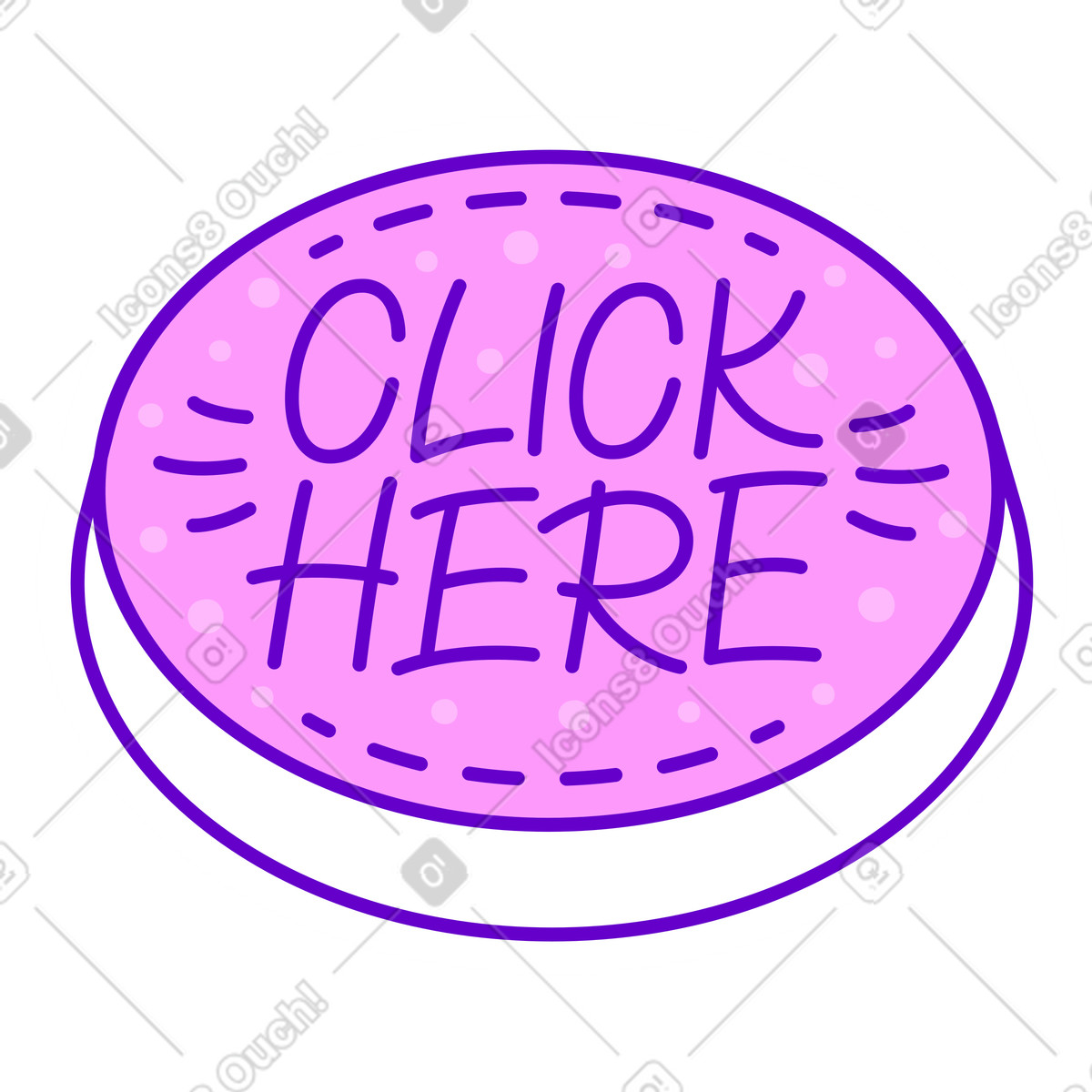 Lettering sticker click here dots text illustration in style download in PNG, SVG