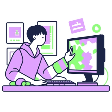 A young gamer is seated at a desk, concentrated on a video game displayed on a large monitor. The gamer has short hair and is wearing a comfortable hoodie. Their right wrist is supported by a green and purple wrist support, reflecting a focus on ergonomics. On the desk, there are several gaming accessories, including a green gaming mouse and a purple mechanical keyboard. The room is dimly lit, with a few posters of popular video games hanging on the walls, adding to the immersive atmosphere. A headset rests on the desk, ready for use.