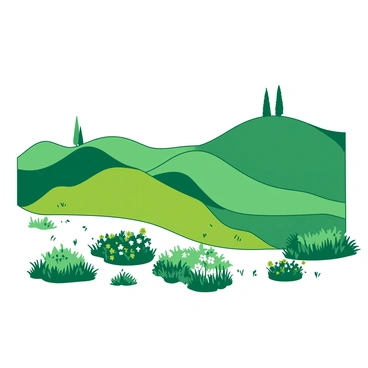 Rolling hills that mimic the shape of musical notes