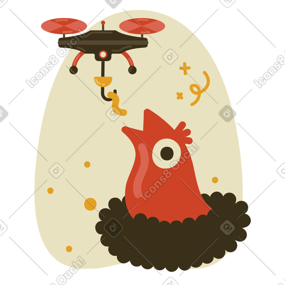 Illustration Automatisation de l'alimentation des oiseaux dans le style Arabica à télécharger aux formats PNG, SVG