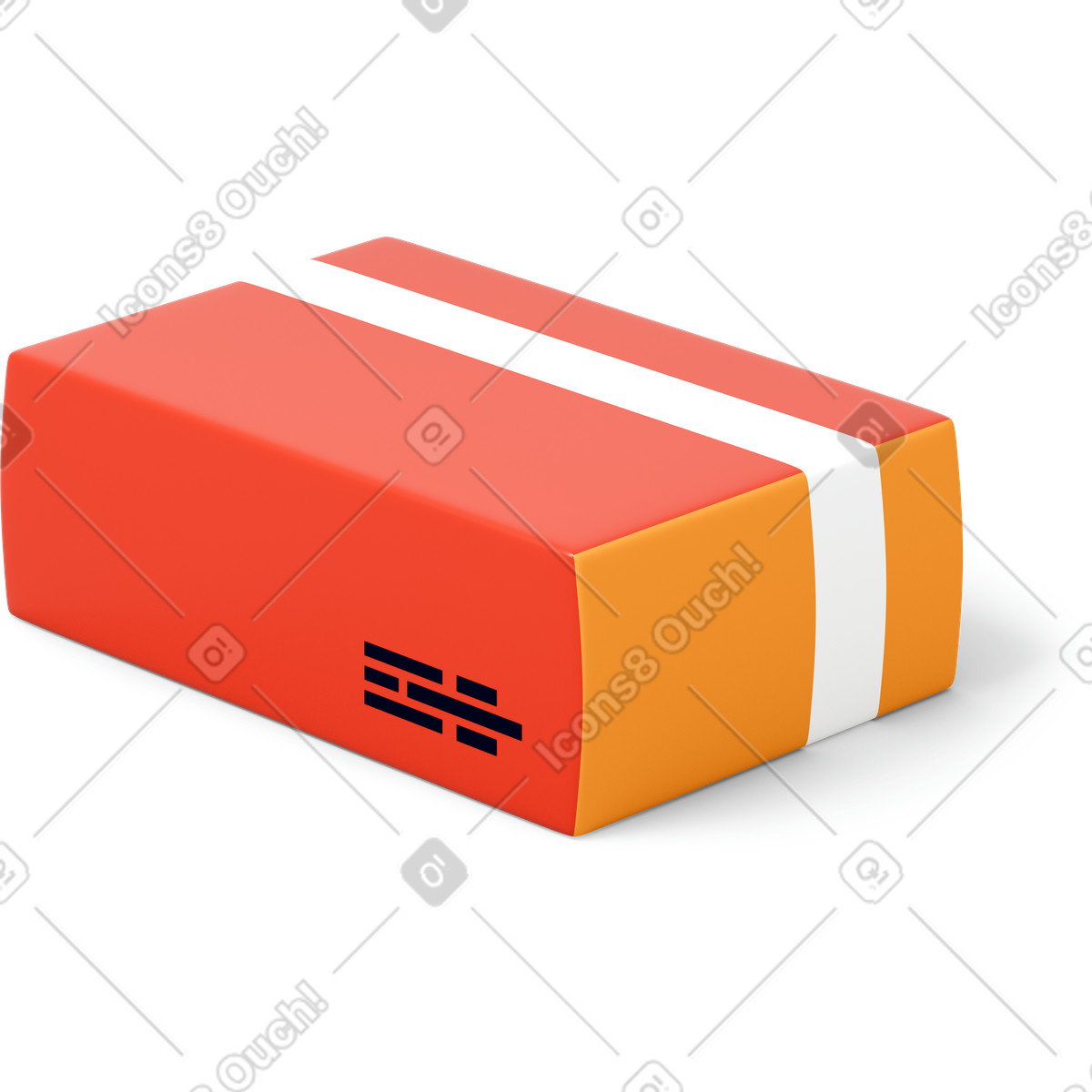 Ilustración Side view of red cardboard box with tape en estilo 3D Flame a descargar en PNG y SVG