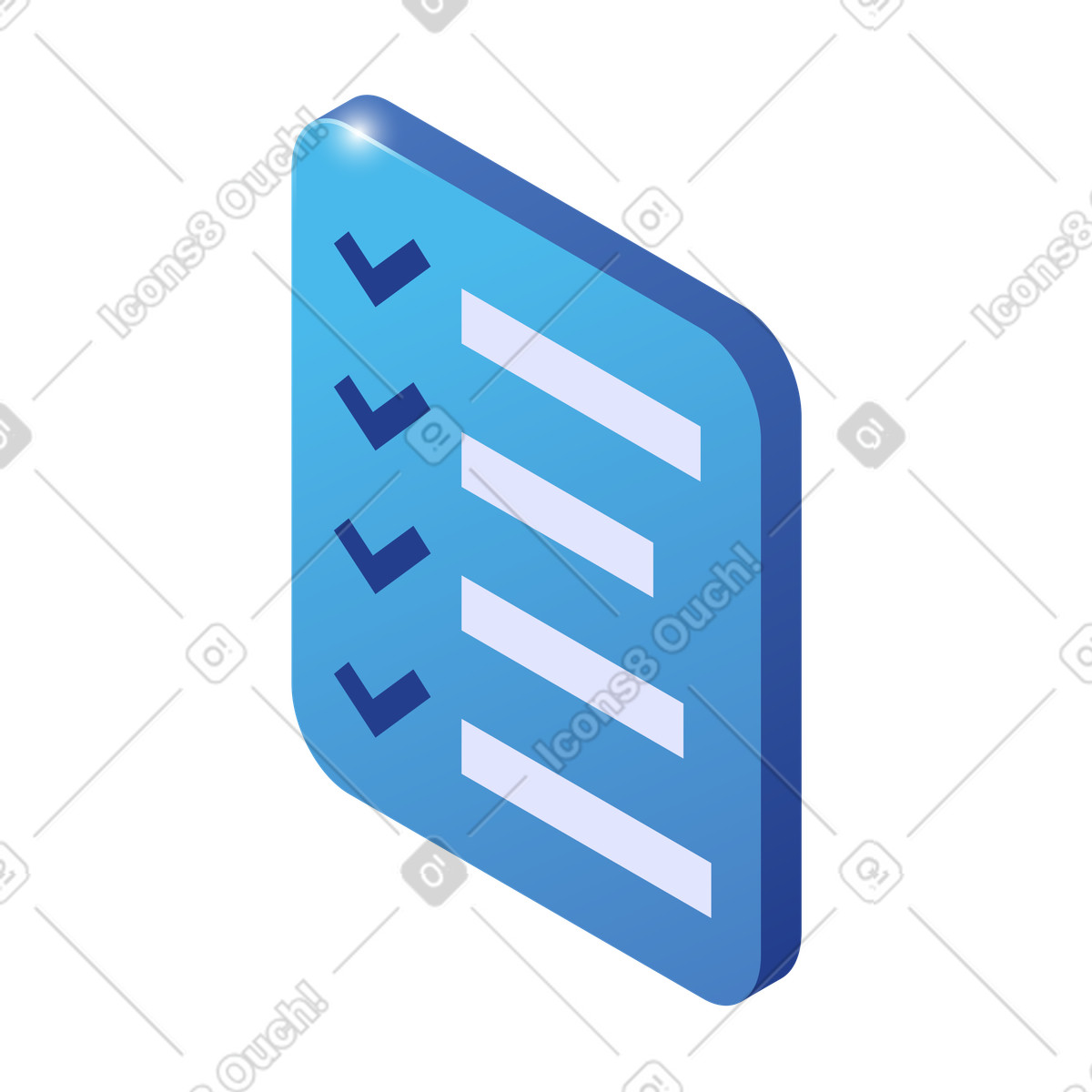Blue checklist sheet with completed tasks, goal setting and productivity-Illustration im Quantum-Stil als Download in PNG, SVG