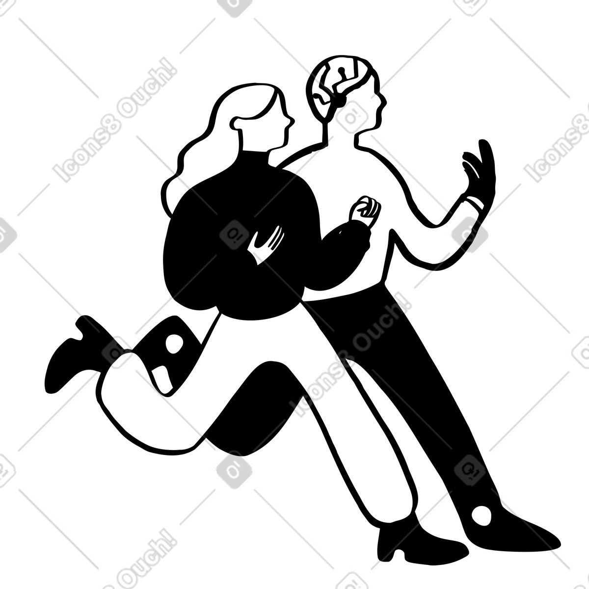 Human and AI robot working together illustration in Journal style download in PNG, SVG