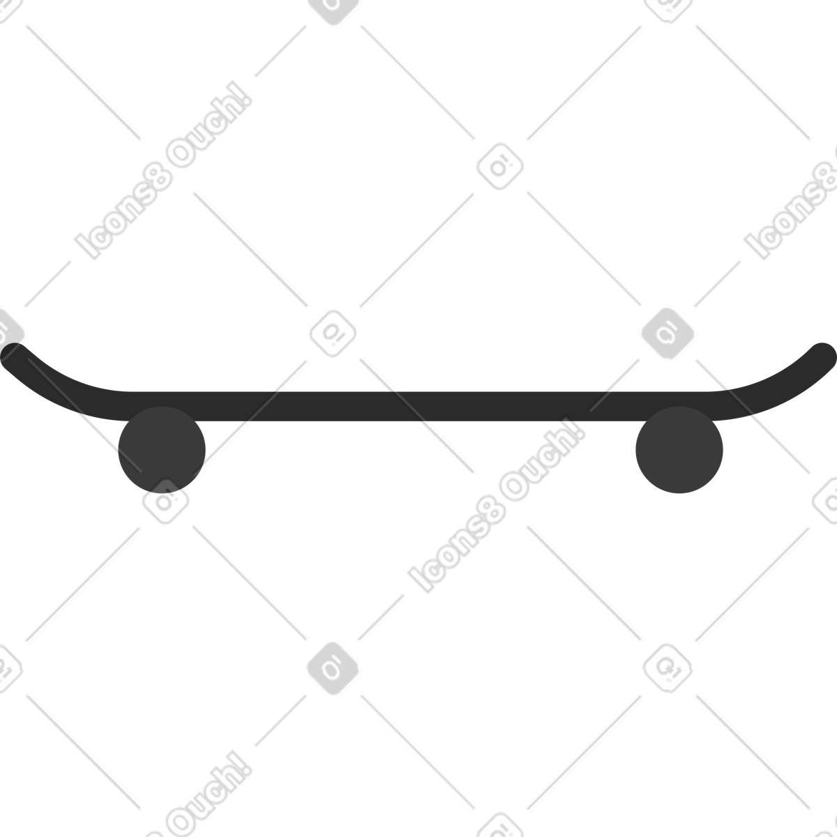 下载 Marginalia 风格的 Black skateboard with two wheels 插画，支持 PNG、SVG 格式