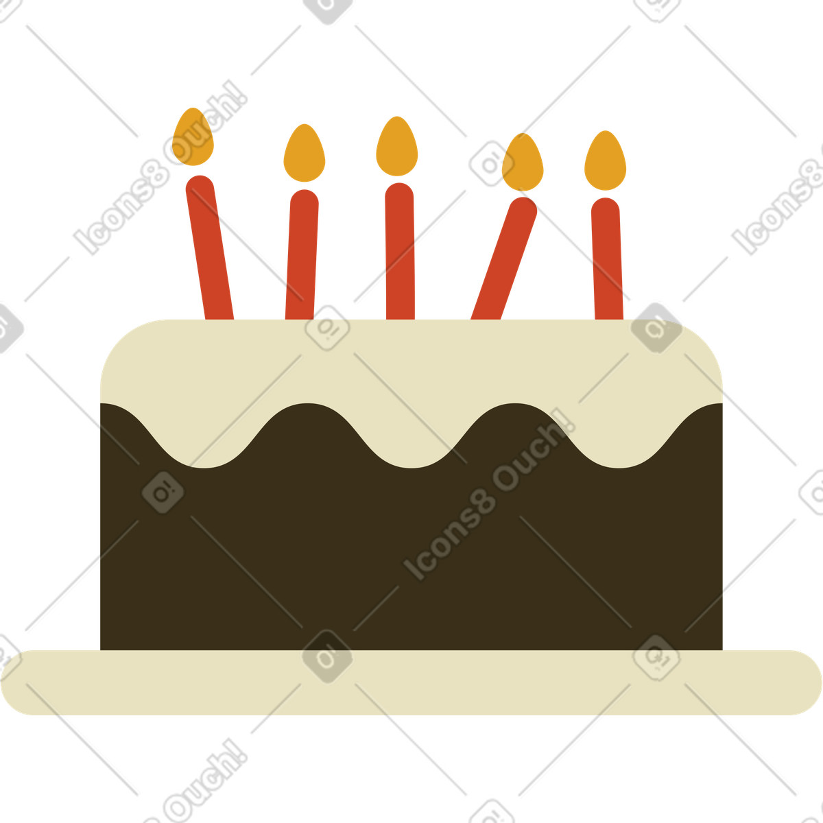 下载 Arabica 风格的 点着蜡烛的生日蛋糕 插画，支持 PNG、SVG 格式
