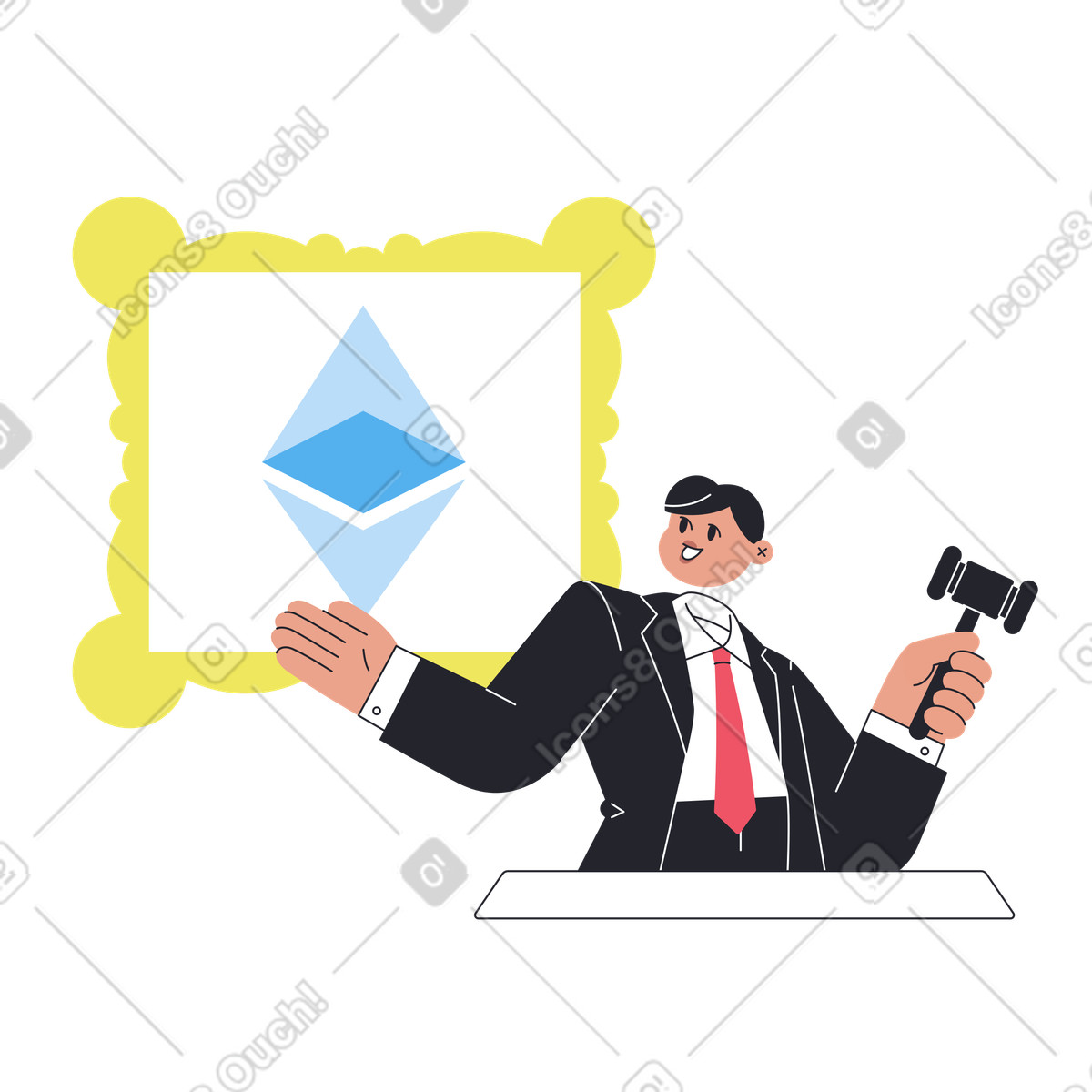 Иллюстрация Аукционист на аукционе nft ethereum в PNG и SVG