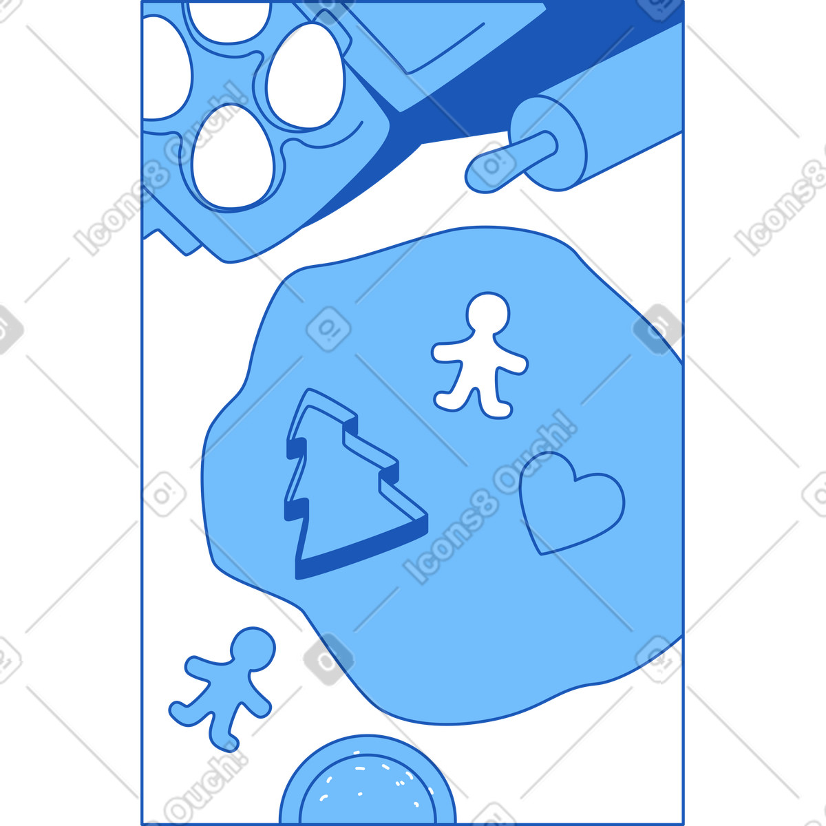 Illustration Cadre avec fabrication de biscuits dans le style Storyline à télécharger aux formats PNG, SVG